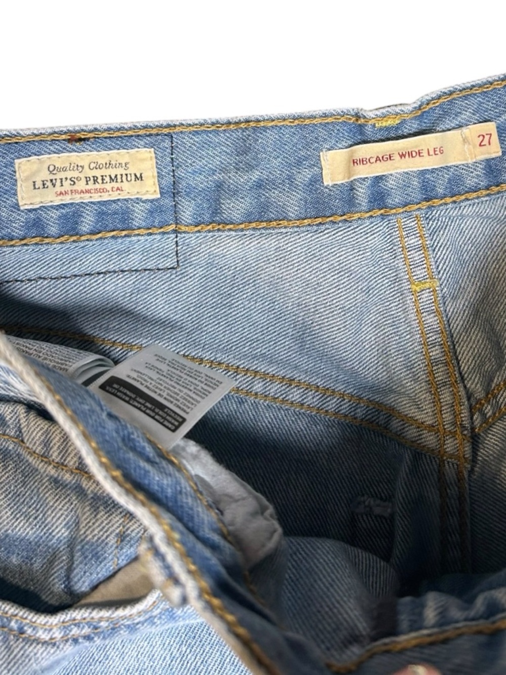 Levi's Ribcage Wide Leg Jeans High Rise Light Wash 27x32 Women's - Picture 7 of 14